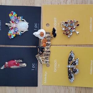 Butterfly Bird Multi Colored Stone Tree Pendant Broochs and Pins